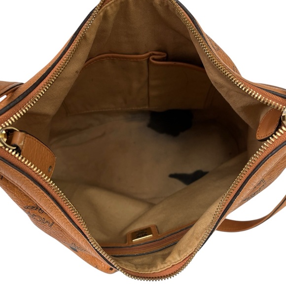 MCM Cognac Visetos Coated Canvas and Leather Hobo - Picture 13 of 14